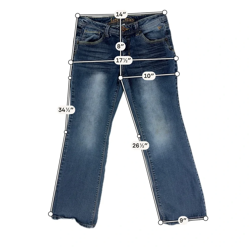 Justice‎ Girls Simply Low Bootcut Jeans Dark Wash Size 12.5 Stretch Denim Y2K